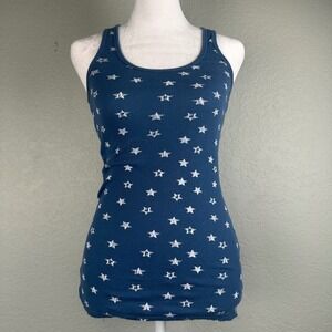 Y2K Victorias Secret Pink Tank Top Women Size XS Ribbed Knit All Over Print Star